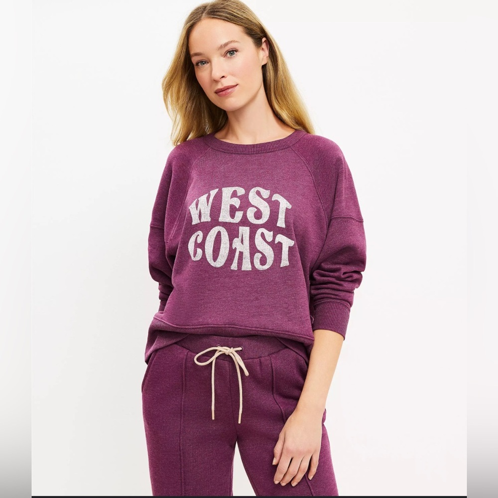 LOFT Lou&Grey West Coast Fluffy Fleece Sweatshirt, Size Medium, Purple Color